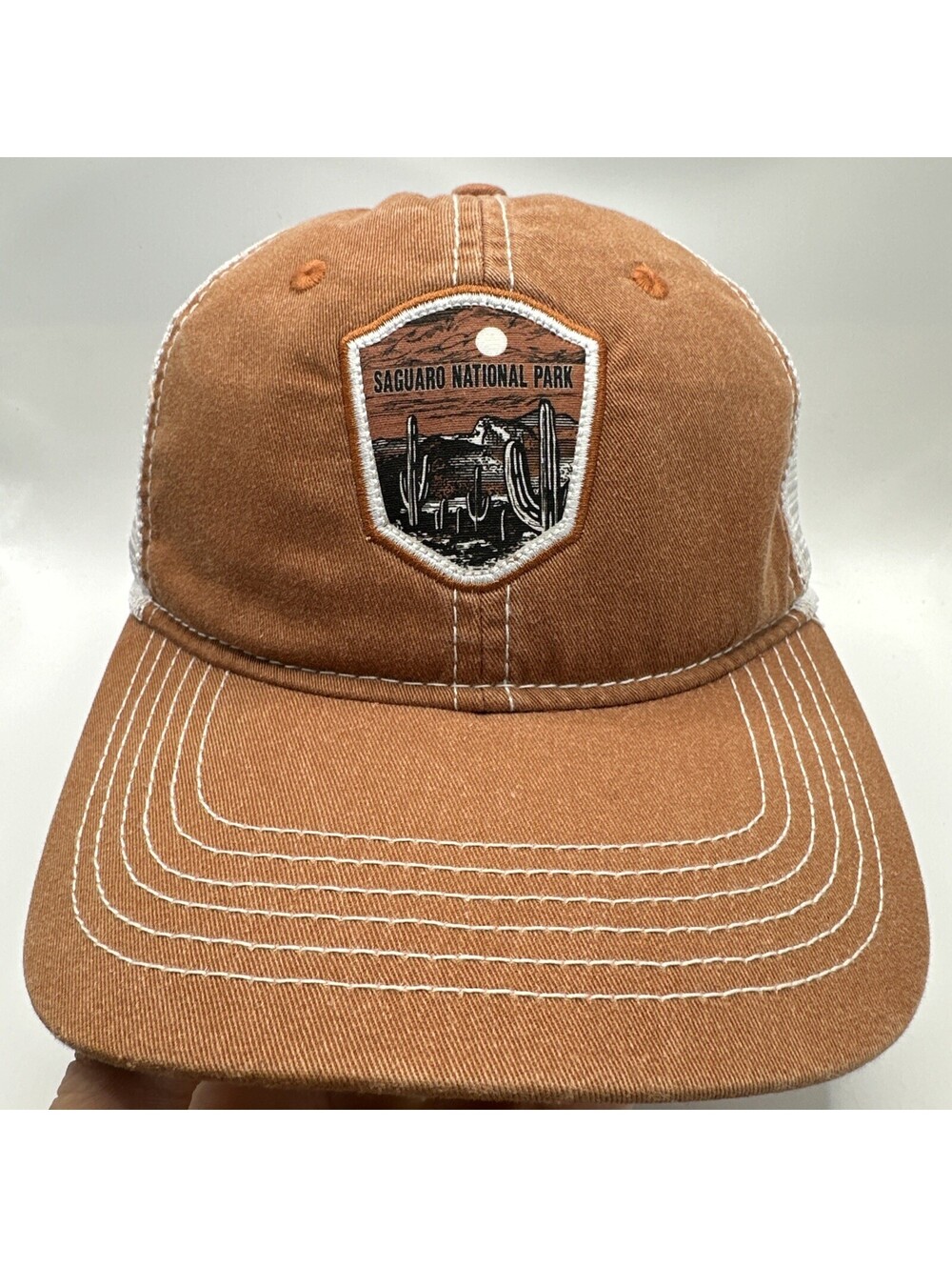 Saguaro National Park Patch Ahead Desert Mountain Cacti Graphic Trucker Hat